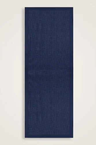 Iman Square Cotton Silk Shawl Navy 