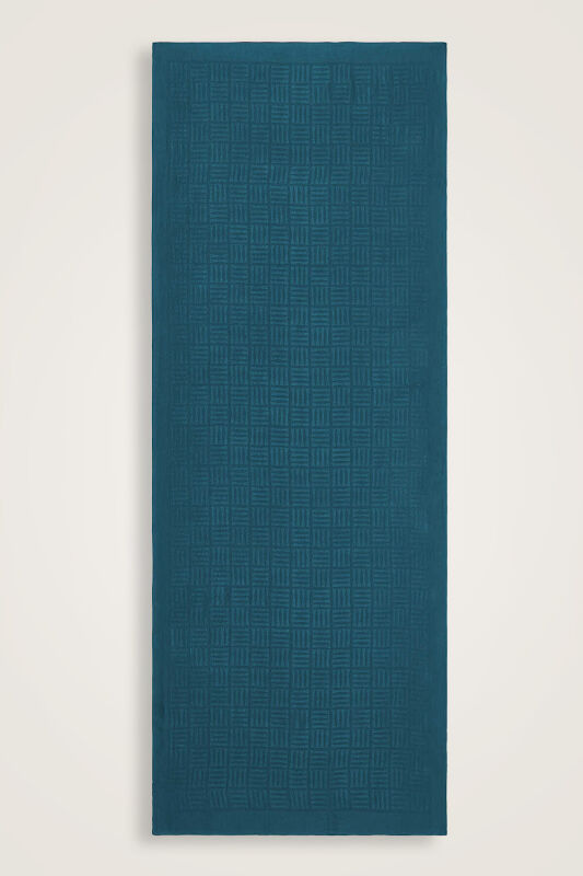 Iman Square Cotton Silk Shawl Petrol Blue - 1