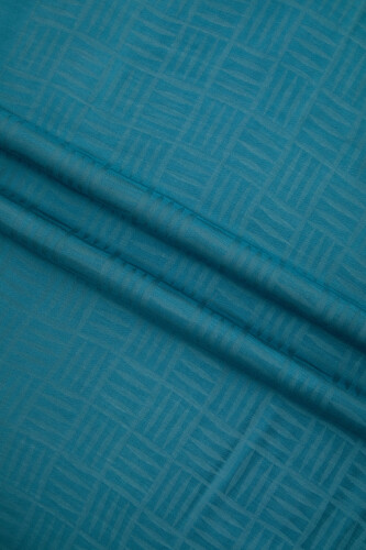 Iman Square Cotton Silk Shawl Petrol Blue - 2