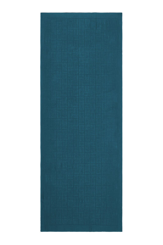 Iman Square Cotton Silk Shawl Petrol Blue - 1