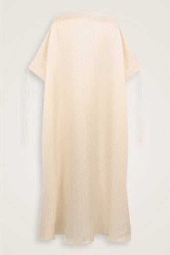 Iman Square Cream Silk Abaya - 4