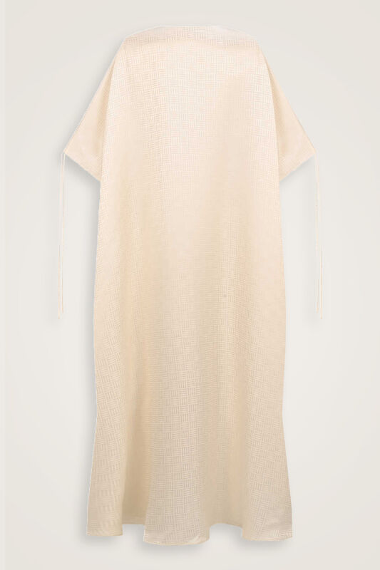 Iman Square Cream Silk Abaya - 4
