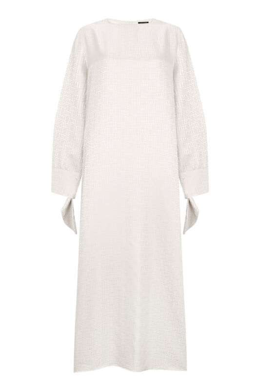 Iman Square Cuff Detailed Cream Dress - 1