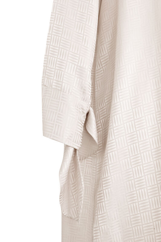 Iman Square Cuff Detailed Cream Dress - 2