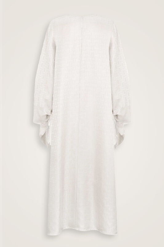 Iman Square Cuff Detailed Cream Dress - 3