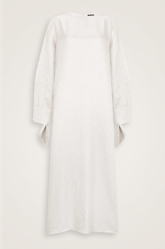 Iman Square Cuff Detailed Cream Dress - 1