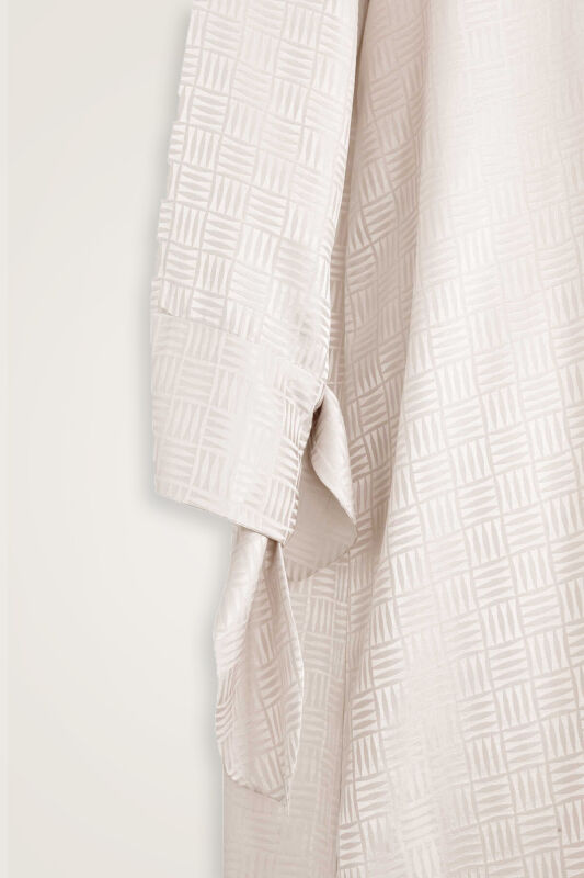 Iman Square Cuff Detailed Cream Dress - 2