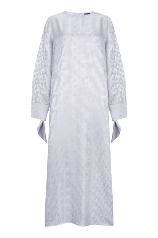 Iman Square Cuff Detailed Silver Dress - 1