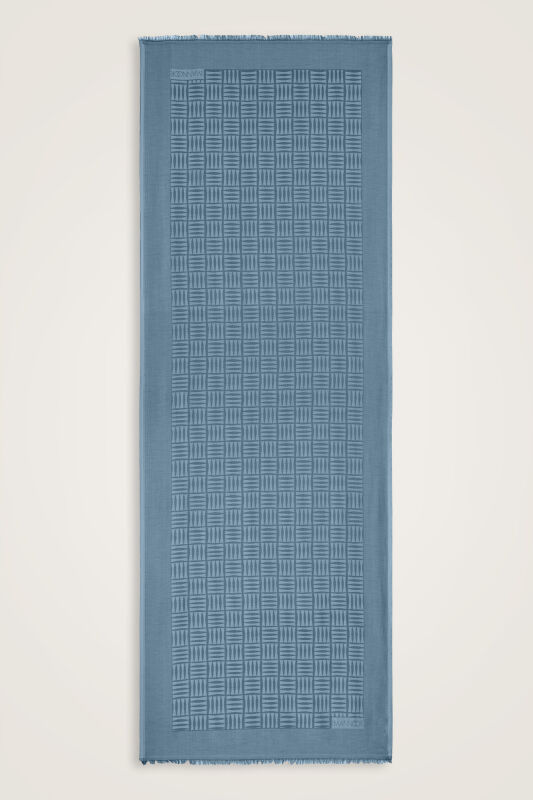 Iman Square Dark Blue Silk Scarf - 1