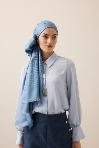 Iman Square Dark Blue Silk Scarf 