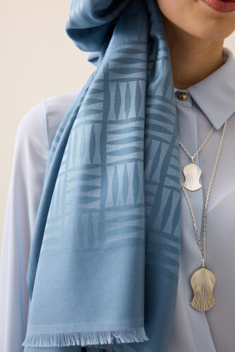 Iman Square Dark Blue Silk Scarf - 3