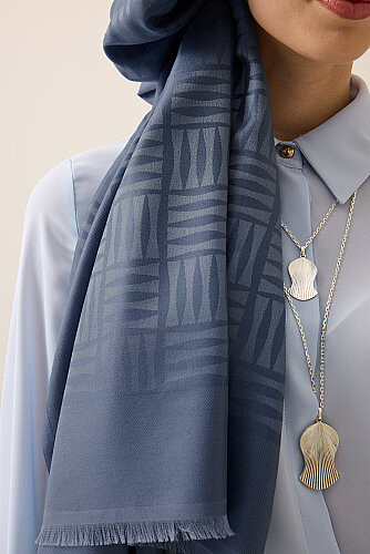Iman Square Light Blue Silk Scarf - 1