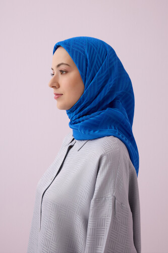 Iman Square Naia Cotton Scarf Blue - 3