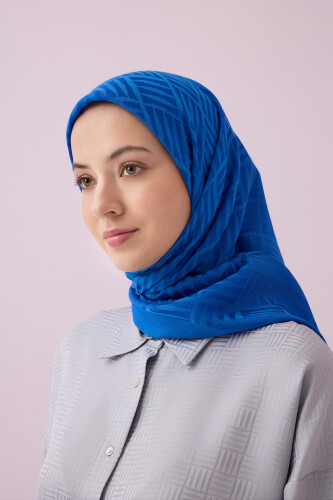 Iman Square Naia Cotton Scarf Blue 