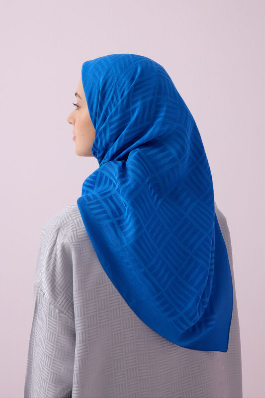 Iman Square Naia Cotton Scarf Blue - 5