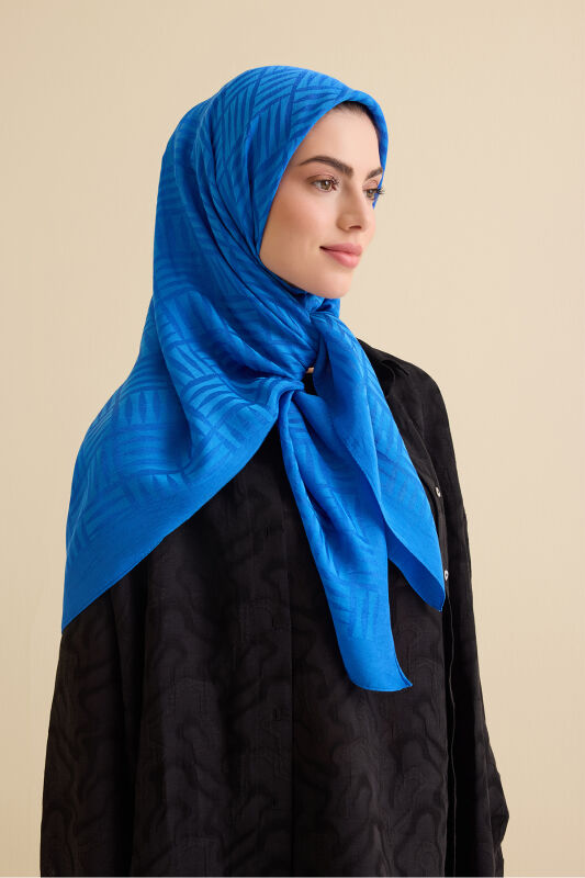 Iman Square Naia Cotton Scarf Blue - 6
