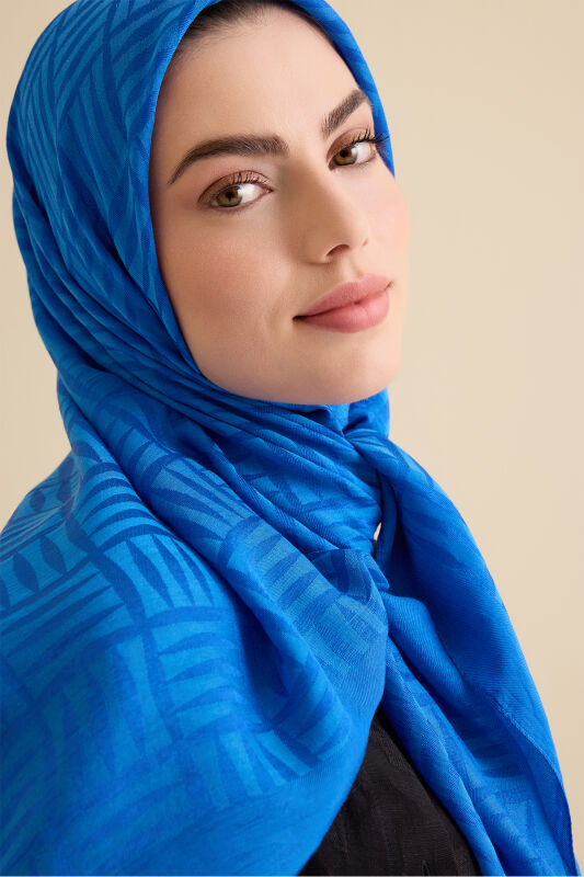 Iman Square Naia Cotton Scarf Blue - 3