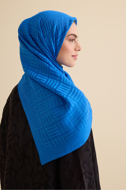 Iman Square Naia Cotton Scarf Blue - 1