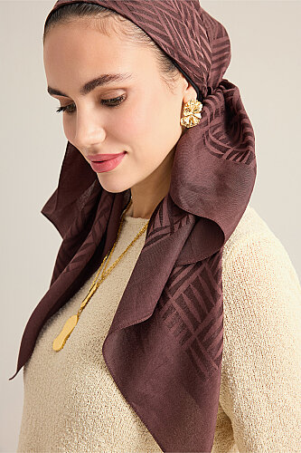 Iman Square Naia Cotton Scarf Brown - 5