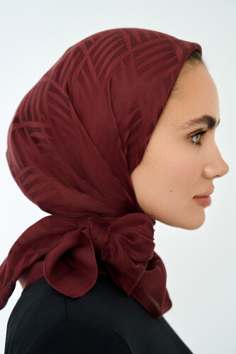 Iman Square Naia Cotton Scarf Burgundy 