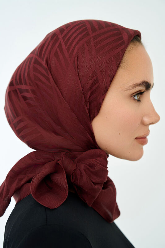 Iman Square Naia Cotton Scarf Burgundy - 1