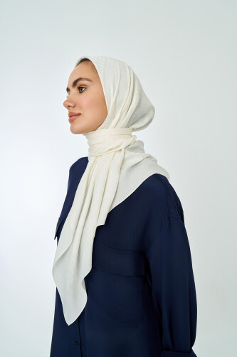 Iman Square Naia Cotton Scarf Ecru 