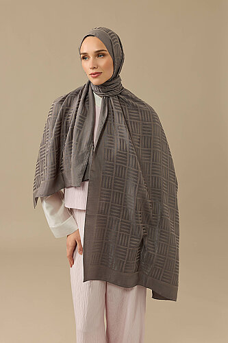 Iman Square Naia Cotton Shawl Anthracite 
