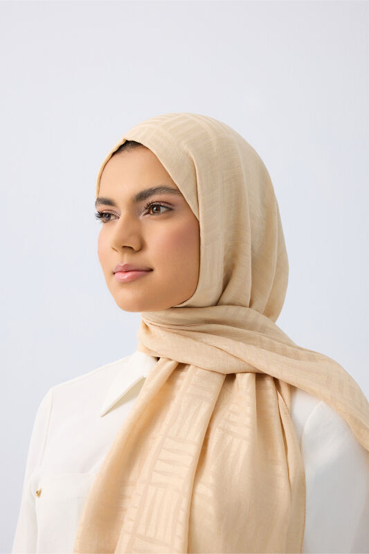 Iman Square Naia Cotton Shawl Beige - 3