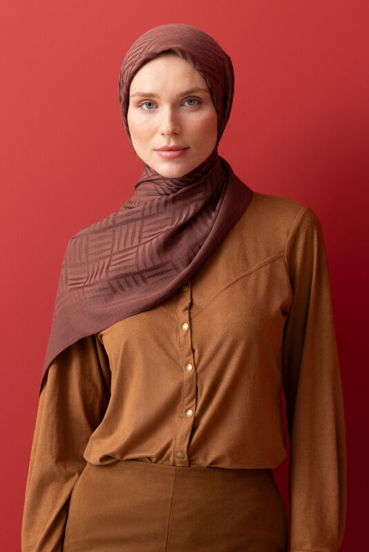 Iman Square Naia Cotton Shawl Brown - 3