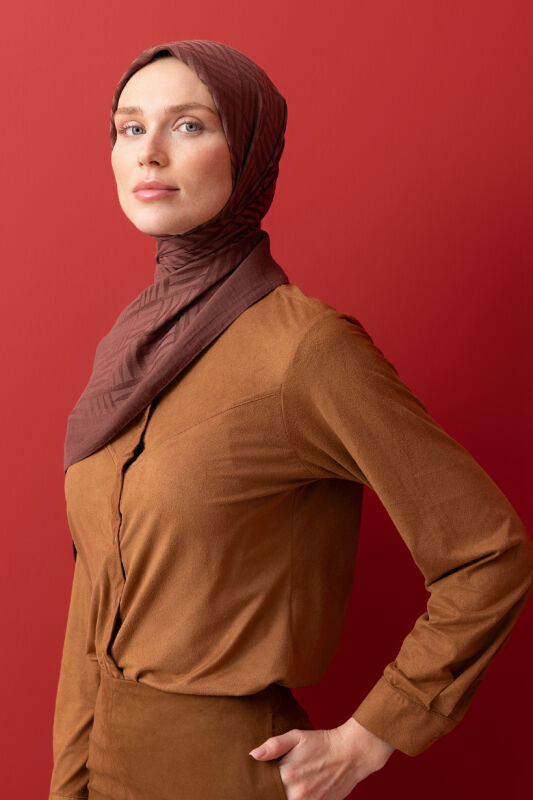 Iman Square Naia Cotton Shawl Brown - 5