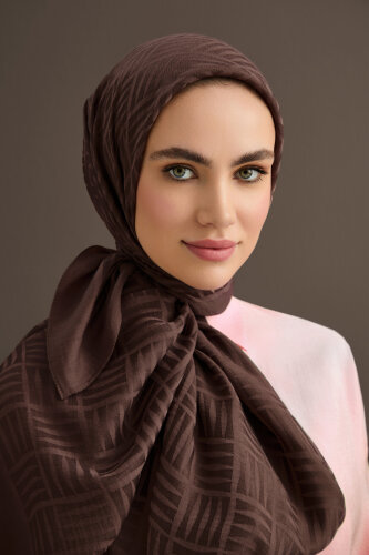 Iman Square Naia Cotton Shawl Brown - Imannoor (1)