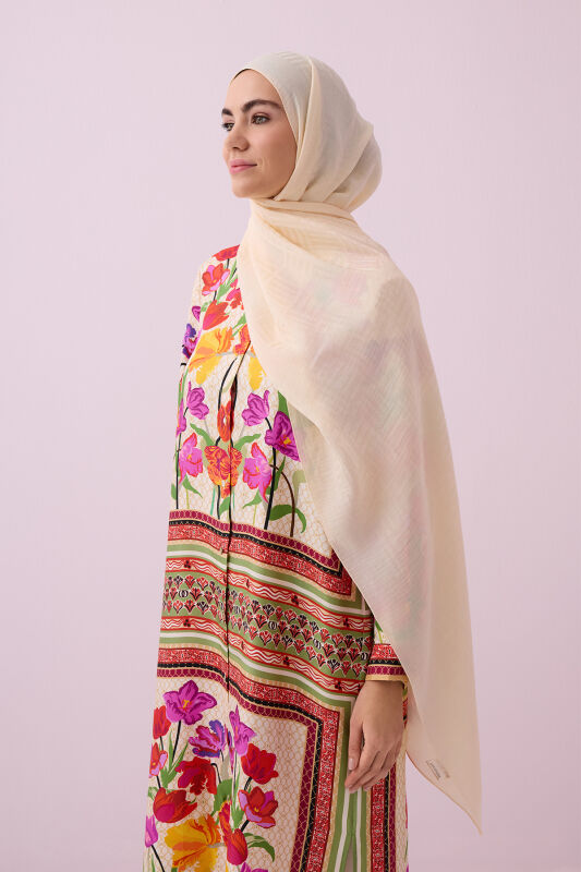 Iman Square Naia Cotton Shawl Ecru - 5