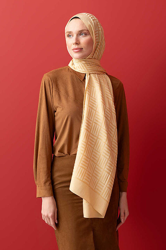 Iman Square Naia Cotton Shawl Golden - 1