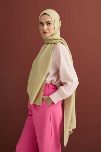 Iman Square Naia Cotton Shawl Green Gold 