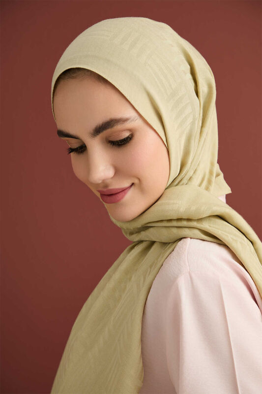 Iman Square Naia Cotton Shawl Green Gold - 5