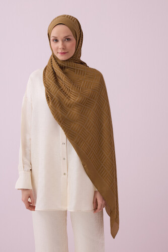 Iman Square Naia Cotton Shawl Khaki 