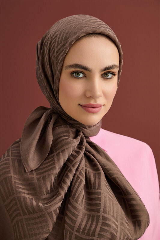 Iman Square Naia Cotton Shawl L.Brown - 1