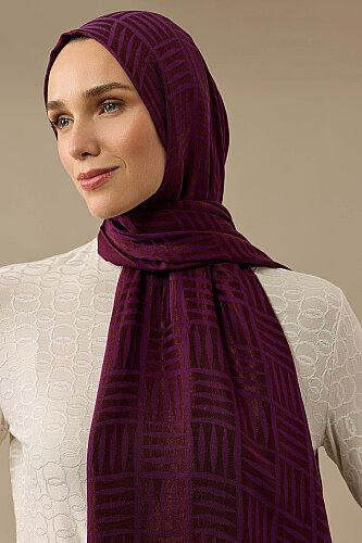 Iman Square Naia Cotton Shawl Plum 