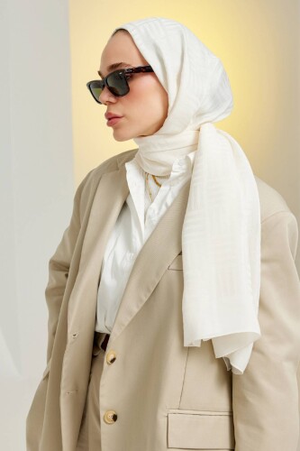 Iman Square Naia Cotton Shawl White 