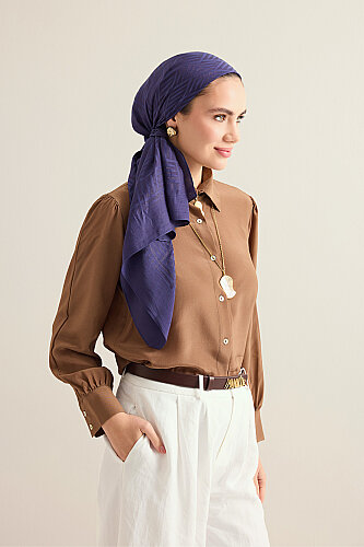 Iman Square Navy Blue Naia Scarf - 3