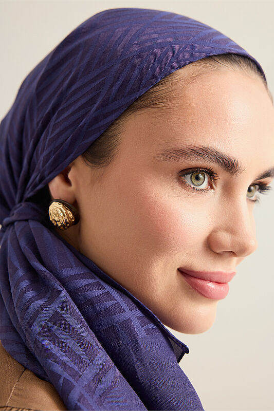 Iman Square Navy Blue Naia Scarf - 5