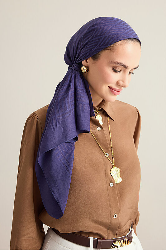 Iman Square Navy Blue Naia Scarf - 1