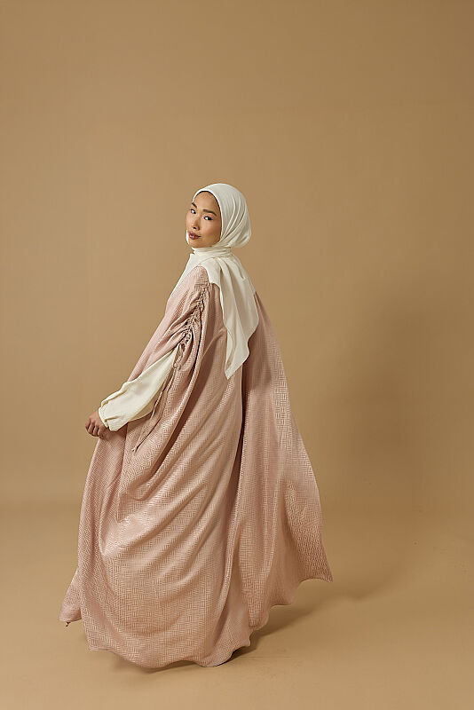 Iman Square Powder Silk Abaya - 3