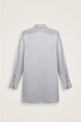 Iman Square Silver Silk Pajama Shirt - 4