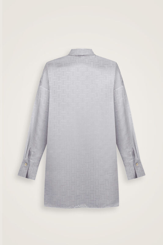 Iman Square Silver Silk Pajama Shirt - 4