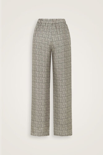 Iman Square Textured Beige Silk Trousers - 2