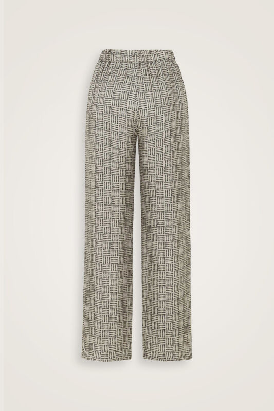 Iman Square Textured Beige Silk Trousers - 2