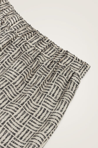 Iman Square Textured Beige Silk Trousers - 6