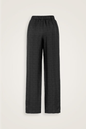 Iman Square Textured Black Silk Trousers - 4