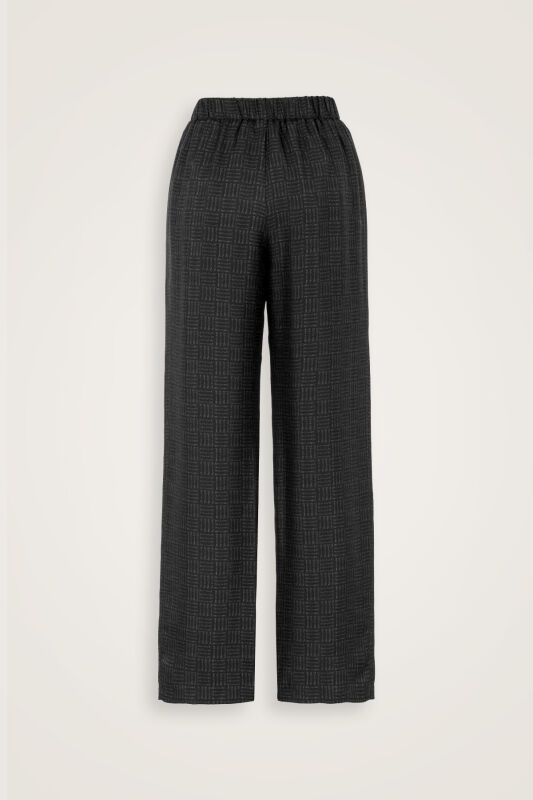 Iman Square Textured Black Silk Trousers - 4